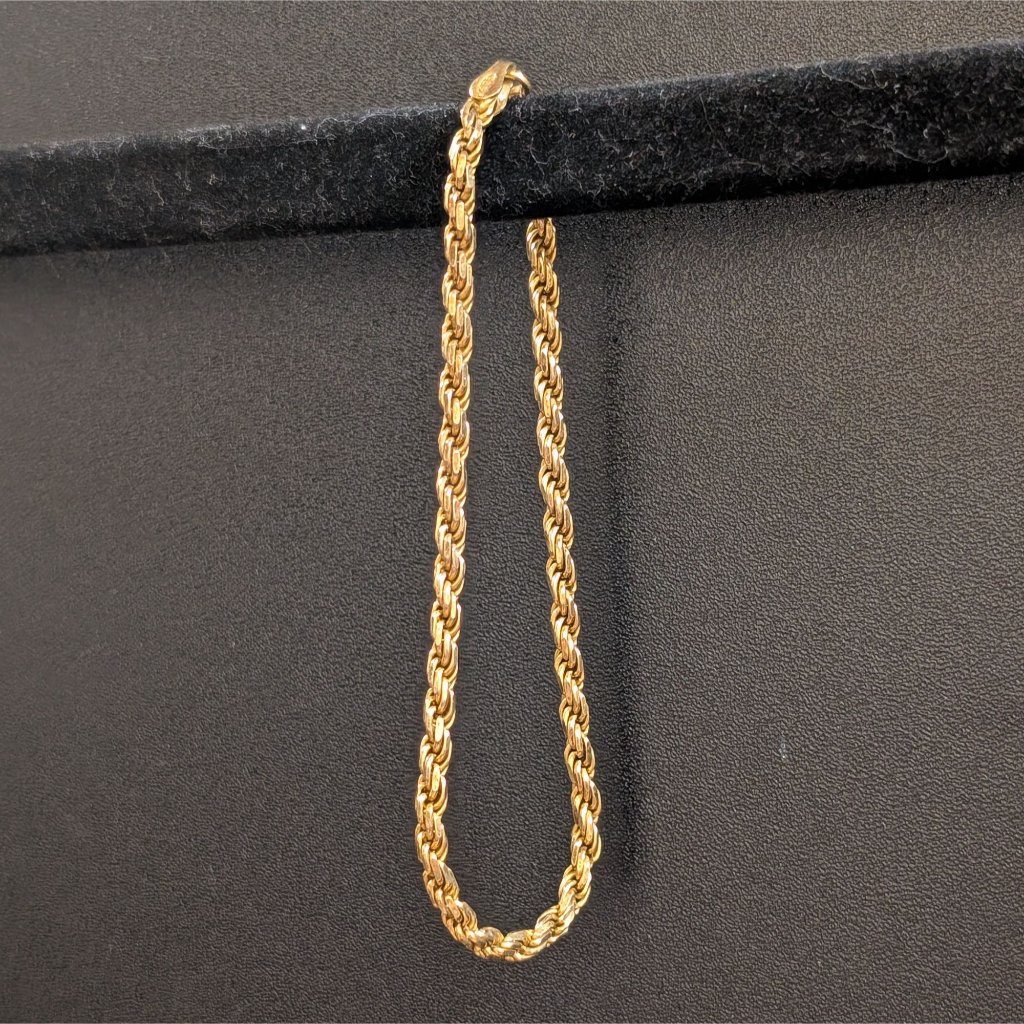 Vtg Danecraft Italian Gold Plated/925 Sterling Silver Rope Bracelet 6g
